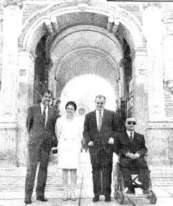 Emilio Cassinello, Matilde Fernández, José María Arroyo y el director del Pabellón de la Once Felix Hernández Delso (Fotografía A.Doblado - ABC).