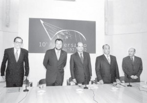 Emilio Cassinello, Alfredo Sánchez Monteseirín, Manuel Chaves, Juan Manuel Suárez Japón y José del Valle - (Fotografía Millán Hercé - ABC)