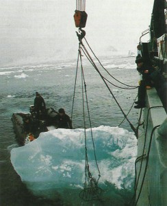 Recogida del iceberg antártico.